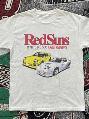 Vintage Style Initial D RedSuns akagi RX7 Keisuke Takahashi T-shirt REPRINT